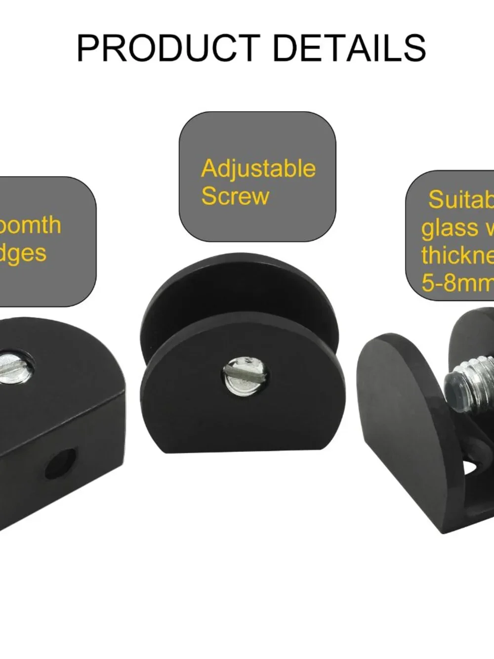 Litoexpe 8pcs Adjustable Frameless Glass Shelf Bracket, Aluminum Alloy Shower Cl